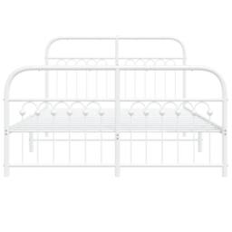 Berkfield Home Metal Bed Frame without Mattress with Footboard White 140x200cm - Size: 140x200 cm - thumbnail 4