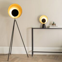ValueLights Saffy Metal Integrated LED Tripod Metallic Shade Floor Lamp in Black - thumbnail 5
