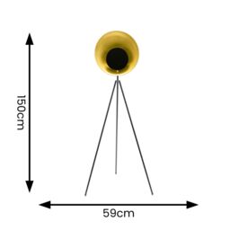 ValueLights Saffy Metal Integrated LED Tripod Metallic Shade Floor Lamp in Black - thumbnail 6