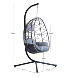 Nordlys Hanging Rattan & Metal Armchair in Black - thumbnail 5