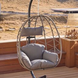 Nordlys Hanging Rattan & Metal Armchair in Black - thumbnail 6