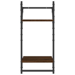 Berkfield Home 2-Tier Wall Shelves with Bars 2 pcs Brown Oak 30x25x65 cm - Size: 30 x 25 x 65 cm - thumbnail 5