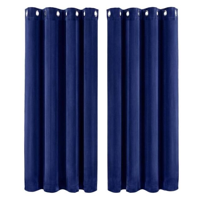 VOGREX Blue Velvet Thermal Blackout Eyelet Curtains 46x54in - image 1