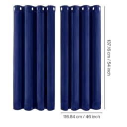 VOGREX Blue Velvet Thermal Blackout Eyelet Curtains 46x54in - thumbnail 2