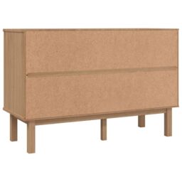 Berkfield Home Drawer Cabinet OTTA Brown&White 111x43x73.5cm Solid Wood Pine in White - Size: 111x43x73.5 cm - thumbnail 6