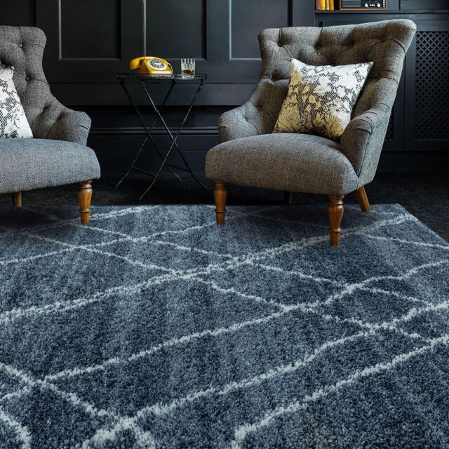 The Rug Shop UK Blue Modern Geometric Polypropylene Luxurious Easy To Clean Area Rug - Size: 240 cm x 340 cm - image 1