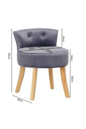 H&O Direct Grey Velvet Soft Vanity Stool with Natural Legs - thumbnail 6