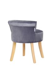 H&O Direct Grey Velvet Soft Vanity Stool with Natural Legs - thumbnail 4