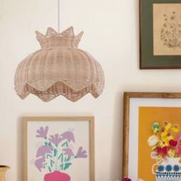Living and Home Handwoven Rattan Pendant Light Fitting with Floral-Inspired Design in Natural - thumbnail 4