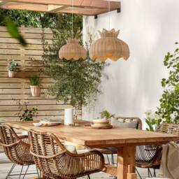 Living and Home Handwoven Rattan Pendant Light Fitting with Floral-Inspired Design in Natural - thumbnail 2