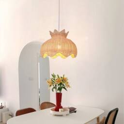 Living and Home Handwoven Rattan Pendant Light Fitting with Floral-Inspired Design in Natural - thumbnail 5