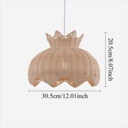 Living and Home Handwoven Rattan Pendant Light Fitting with Floral-Inspired Design in Natural - thumbnail 9