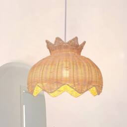 Living and Home Handwoven Rattan Pendant Light Fitting with Floral-Inspired Design in Natural - thumbnail 7