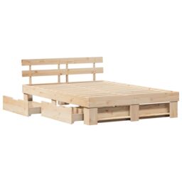Berkfield Home with Drawer with Headboard with Storage Brown 160 x 200 cm Solid pine wood - thumbnail 6