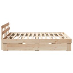 Berkfield Home with Drawer with Headboard with Storage Brown 160 x 200 cm Solid pine wood - thumbnail 9