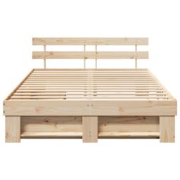 Berkfield Home with Drawer with Headboard with Storage Brown 160 x 200 cm Solid pine wood - thumbnail 8