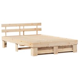 Berkfield Home with Drawer with Headboard with Storage Brown 160 x 200 cm Solid pine wood - thumbnail 7