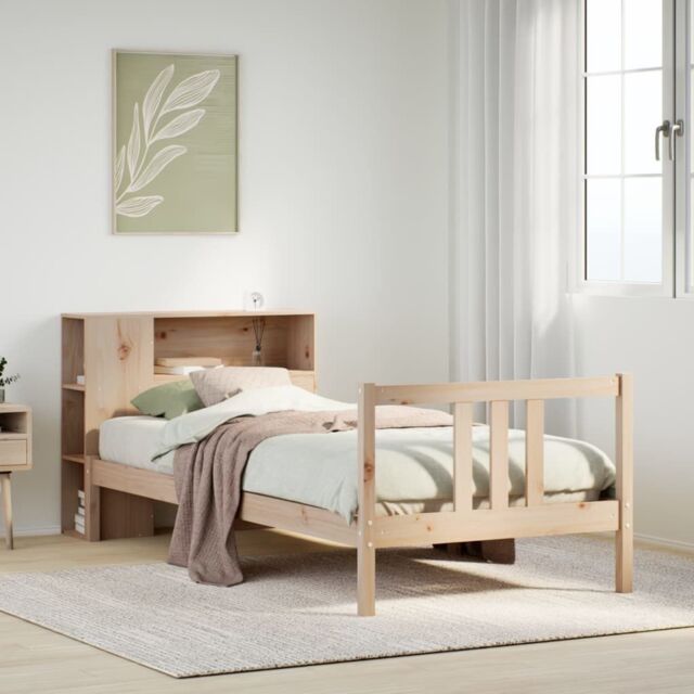 Berkfield Home Bookcase Bed without Mattress 75x190cm Solid Wood Pine in Brown - Size: 75x190 cm - image 1