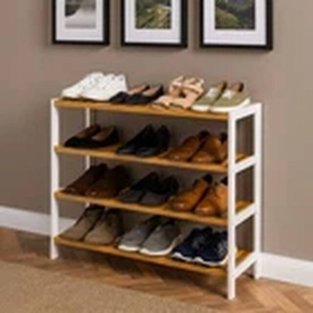 Havendro 4-Tier Natural/white Wooden Shoe Rack Organiser Shelf for Hallway - image 1