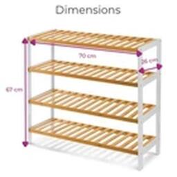 Havendro 4-Tier Natural/white Wooden Shoe Rack Organiser Shelf for Hallway - thumbnail 2