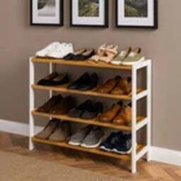 Havendro 4-Tier Natural/white Wooden Shoe Rack Organiser Shelf for Hallway - thumbnail 1