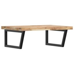 Berkfield Home Basin Shelf Wall Mounted Steel & Solid Wood Acacia in Light Tan