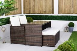 Thats Furniture Cube Rattan Bistro Table & Chairs Set 2 - 4 Seater in Brown - thumbnail 4