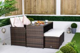 Thats Furniture Cube Rattan Bistro Table & Chairs Set 2 - 4 Seater in Brown - thumbnail 2