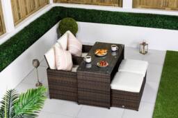 Thats Furniture Cube Rattan Bistro Table & Chairs Set 2 - 4 Seater in Brown - thumbnail 1