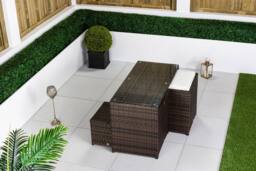 Thats Furniture Cube Rattan Bistro Table & Chairs Set 2 - 4 Seater in Brown - thumbnail 6