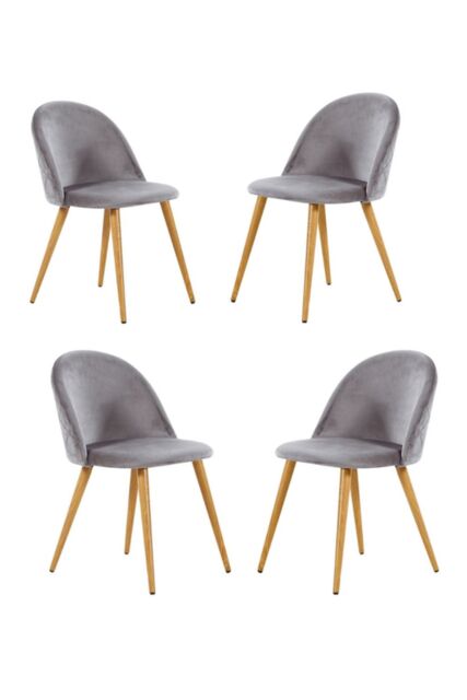 Life Interiors Set of 4 Lucia Ergonomic Velvet Dining Chairs with Wooden Legs, Modern Upholstered Accent Chair in Royal - image 1