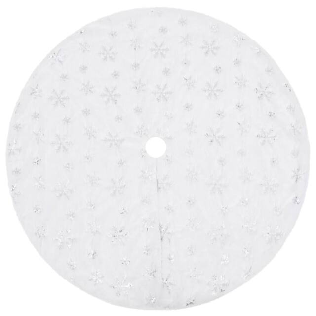Berkfield Home Luxury Christmas Tree Skirt White 150 cm Faux - image 1