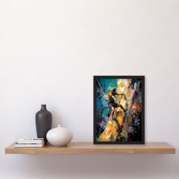 Artery8 Rock Climber Climbing Multicoloured Mountain Cliff Artwork Framed Wall Art Print A4 in Black - thumbnail 2