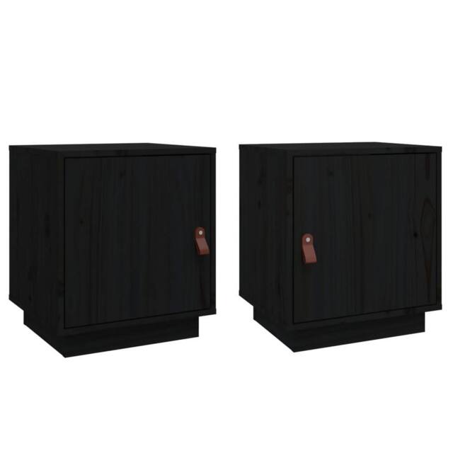 Berkfield Home Bedside Cabinets 2 pcs Black 40x34x45 cm Solid Wood Pine - Size: 40 x 34 x 45 cm - image 1