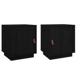 Berkfield Home Bedside Cabinets 2 pcs Black 40x34x45 cm Solid Wood Pine - Size: 40 x 34 x 45 cm