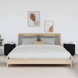 Berkfield Home Bedside Cabinets 2 pcs Black 40x34x45 cm Solid Wood Pine - Size: 40 x 34 x 45 cm - thumbnail 2