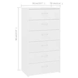 Berkfield Home Sideboard with 6 Drawers White 50x34x96 cm Engineered Wood - Size: 50 x 34 x 96 cm - thumbnail 6