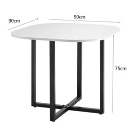 Comfy Living Ltd White 90cm Square Dining Table Set with 4 White Chairs - thumbnail 2