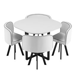 Comfy Living Ltd White 90cm Square Dining Table Set with 4 White Chairs - thumbnail 4