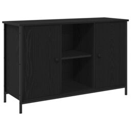 Berkfield Home TV Cabinet Black Oak 101x35x65 cm Engineered Wood & Steel - Size: 101 x 35 x 65 cm - thumbnail 2