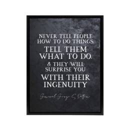"Artery8 General Patton Quote Surprise Ingenuity Framed Canvas Wall Art Print in Grey - Size: W12"" x H16""" - thumbnail 1