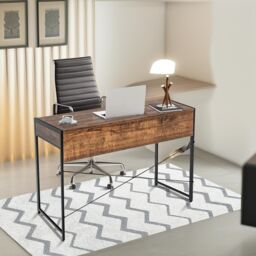 FURNOS Industrial 112CM Wide Writing Desk With 2 Drawers in Brown - thumbnail 3