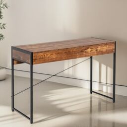 FURNOS Industrial 112CM Wide Writing Desk With 2 Drawers in Brown - thumbnail 2
