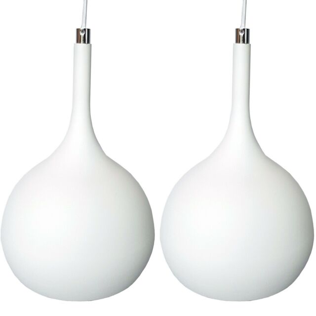 Loops Hanging Ceiling Pendant Light 2x Matt White & Copper Kitchen Lamp Built in LED - image 1