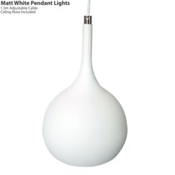 Loops Hanging Ceiling Pendant Light 2x Matt White & Copper Kitchen Lamp Built in LED - thumbnail 2