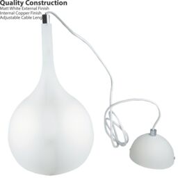 Loops Hanging Ceiling Pendant Light 2x Matt White & Copper Kitchen Lamp Built in LED - thumbnail 3