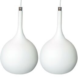 Loops Hanging Ceiling Pendant Light 2x Matt White & Copper Kitchen Lamp Built in LED - thumbnail 1