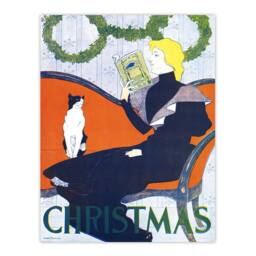 "Artery8 Vintage Christmas Woman With Cat Vintage Wall Art Print Penfield in Red - Size: W12"" x H16""" - thumbnail 1