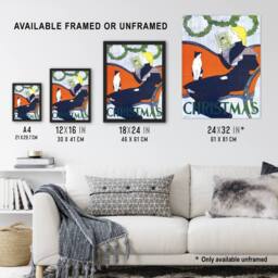 "Artery8 Vintage Christmas Woman With Cat Vintage Wall Art Print Penfield in Red - Size: W12"" x H16""" - thumbnail 3