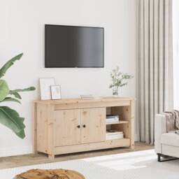 Berkfield Home TV Cabinet 103x36.5x52 cm Solid Wood Pine in Light Tan - thumbnail 2